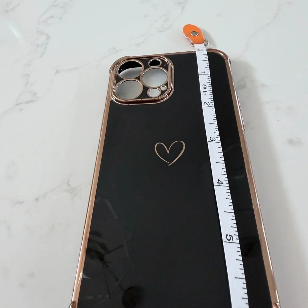 iPhone 13 Pro Max Elegant Black and Gold Heart Phone Case